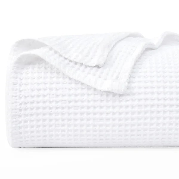 PHF Waffle Weave Blanket 100% Cotton Twin Size White