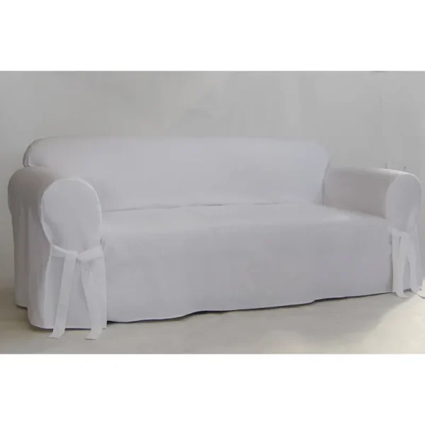 Classic Slipcovers White Twill Loveseat Slipcover