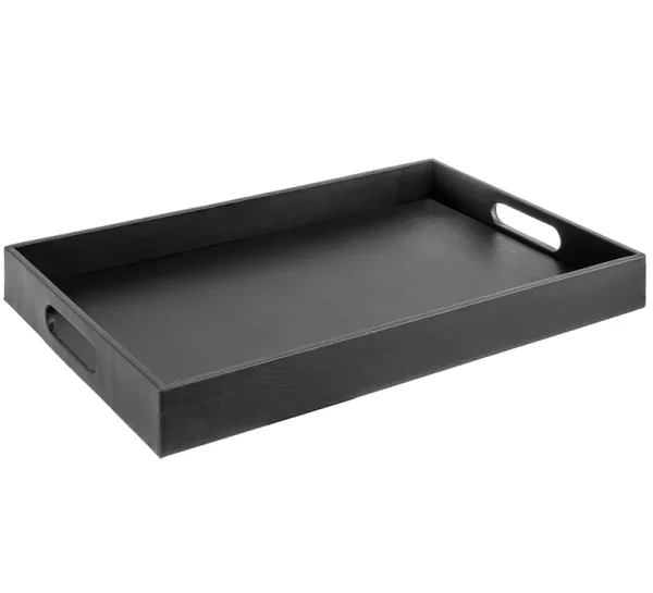 Home Redefined Beautiful Modern Elegant 18x12 Rectangle Classic Black Faux Leather Decorative Ottoman Coffee Table Perfume Livin