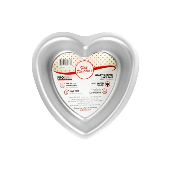 Fat Daddio's ProSeries 6 inch x 2 inch Heart Cake Pan, Silver