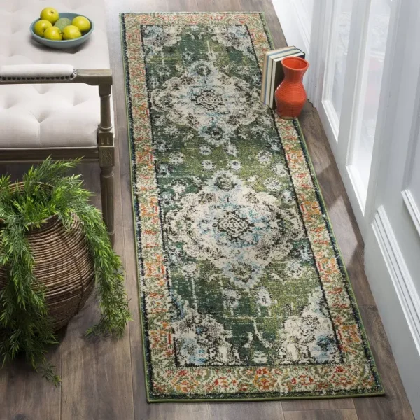 Indira Oriental Forest Green Area Rug Mistana Rug Size: Runner 2'2" x 20'