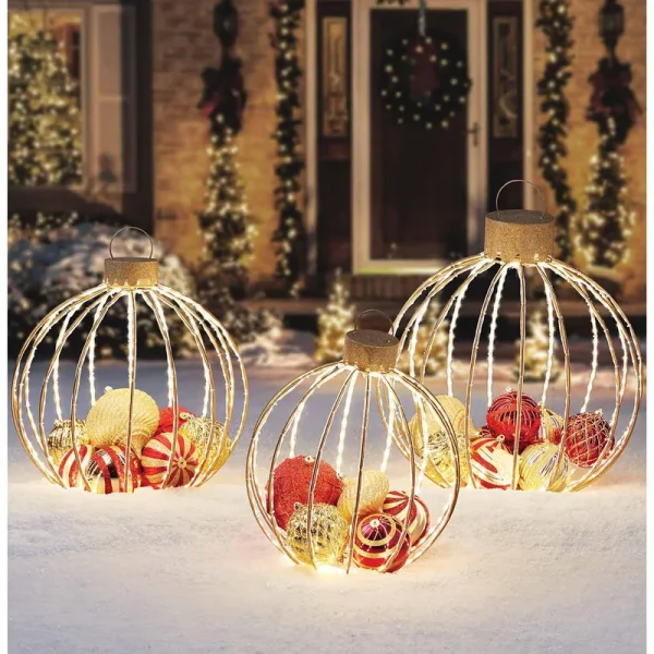 Member's Mark 3-Pc. Pre-Lit Ornament D��cor Set - Red/Gold