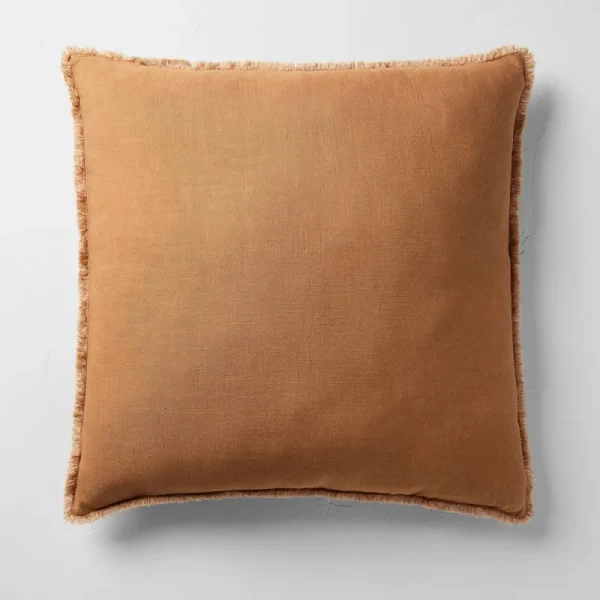 Euro Heavyweight Linen Blend Throw Pillow Warm Brown - Casaluna