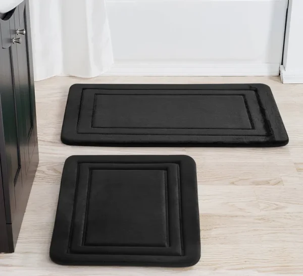 Mainstays Memory Foam Bath Rug Set - Black - 1 Each