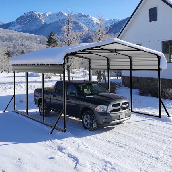WUKHG 10x15ft Heavy Duty Metal Carport, Outdoor Carport Canopy with Iron Roof, Durable All - Weather Carport for Cars, Trucks, Boats & Outdoor Equipment, Easy Quick - Install Assembly