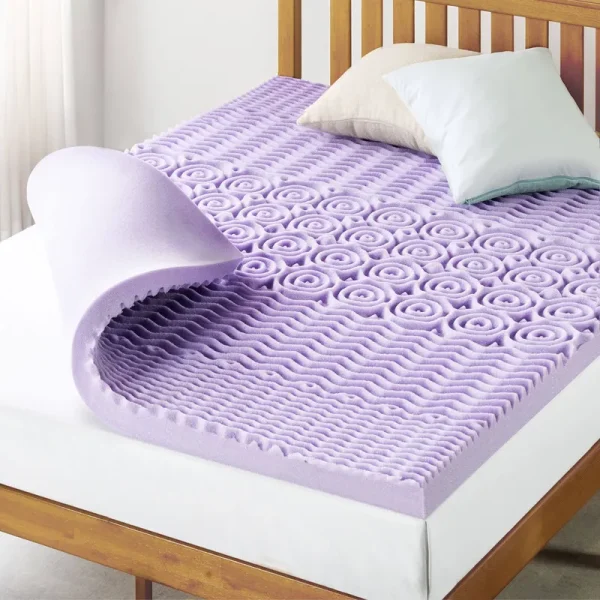 Mellow 3 inch 5-Zone Memory Foam Mattress Topper, Soothing Lavender Infusion, Twin