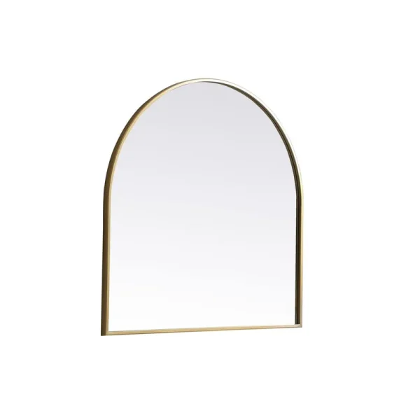 Savina Arch Metal Wall Mirror Finish: Brass, Size: 30" x 30"