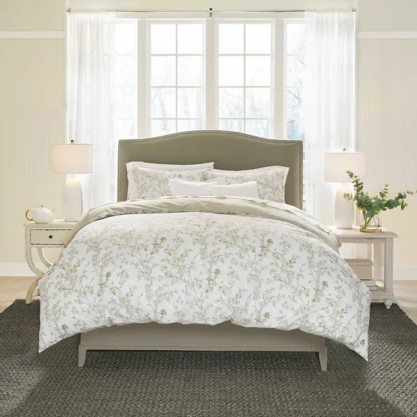 Laura Ashley Lindy Green Cotton Duvet Cover Set - King