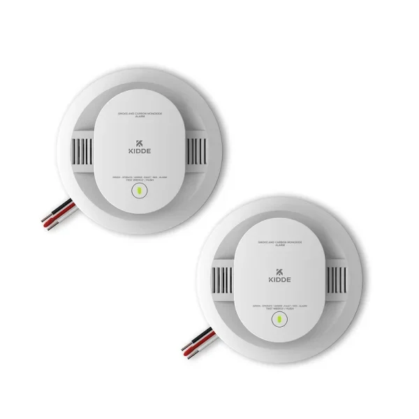 Kidde Hardwired Smoke & Carbon Monoxide Detector, AA Battery Backup, Interconnectable, LED Warning Light Indicators, 2 Pack, White