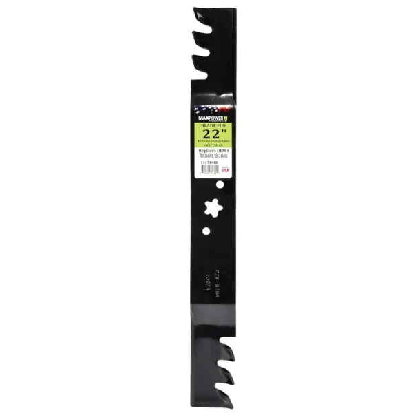 Maxpower Commercial Mulching Blade for 22 in. Cut Craftsman, Husqvarna & Poulan Mowers Replaces OEM #'s 580244001 and 580244002