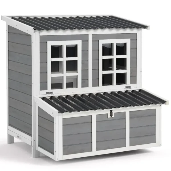 AECOJOY Chicken Coop, 40" Large Wooden Chicken Hutch with 3 Lockable Nesting Boxes