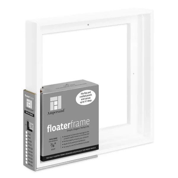 Ampersand Floater Frame - Thin, White, 6 inch x 6 inch, 7/8 inch