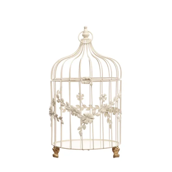 17.7 inch White Floral Tabletop Birdcage by Ashland-Spring Dcor, Size: 9.05�� x 9.64�� x 17.7��