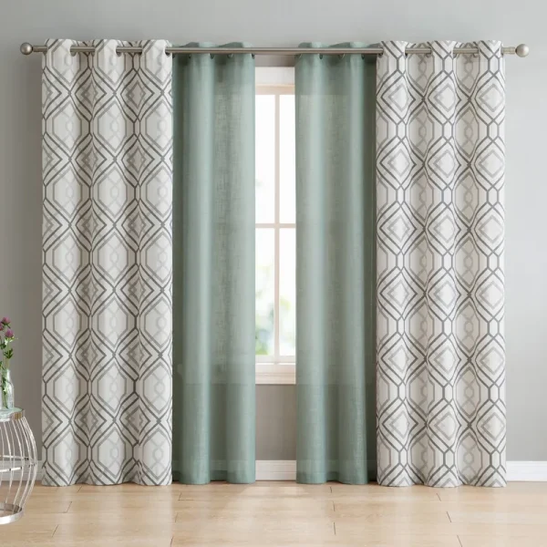 VCNY Home Jackston 4 Piece Curtain Panel Set - 38" W x 84" L - Charcoal