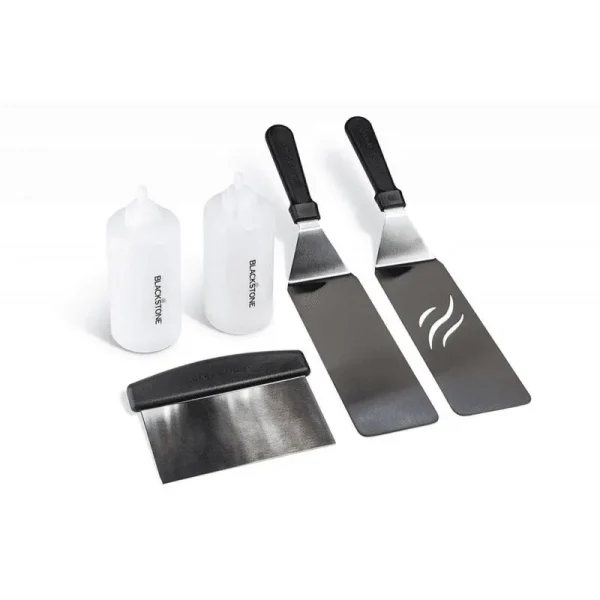 Blackstone 1542 Flat Top Griddle Professional Grade Accessory Tool Kit (5 Pieces) 16 oz Bottle Two Spatulas Chopper/Scraper and One