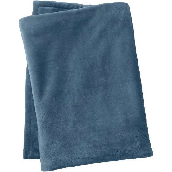 Lands' End Cozy Plush Fleece Throw Blanket, Size: Regular No Sz, Blue