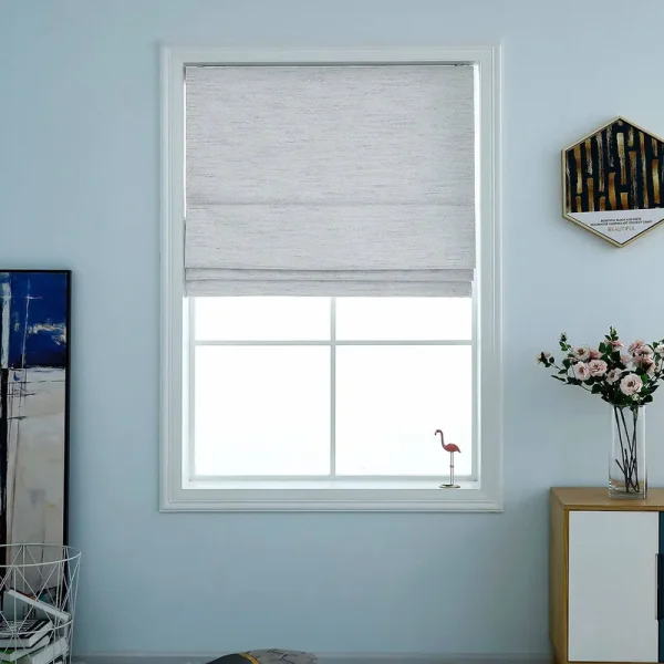 Belmar Washable Cordless 100% Blackout Woven Fabric Roman Shades for Windows Pull-Down Blind for Home, Bedroom, Living Room, Kitchen, Two Tone Color