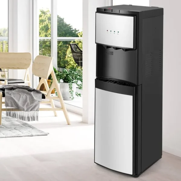 Bottom Loading Water Dispenser 5 Gallon,Hot Cold and Room Water Cooler with 3 Temperature Spouts, Empty Bottle Indicator Child Safety Lock Stainless