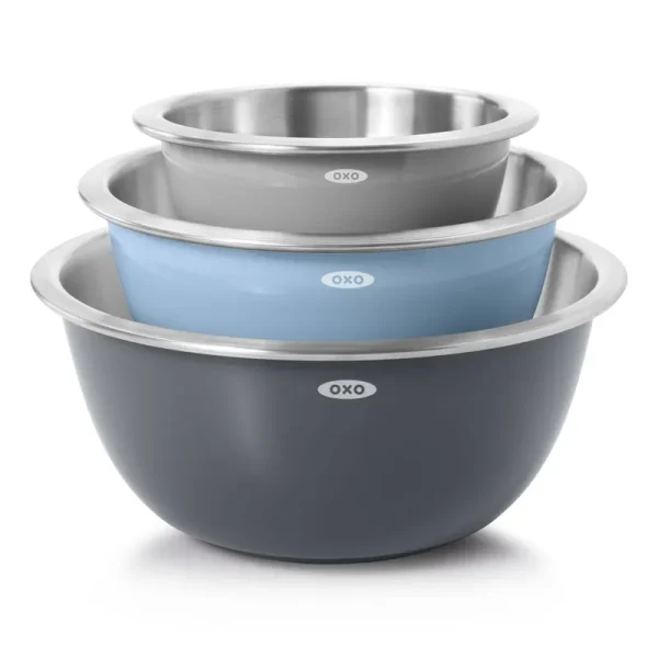 OXO 3PC Insulated Stainless Steel Mixing Bowl Set - Gray