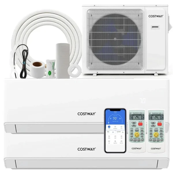 18000 BTU 22 SEER2 Dual Zone Mini Split Air Conditioner & Heater, WiFi Enabled Inverter Split System AC Unit with Heat Pump & Energy Star
