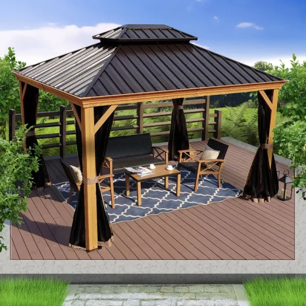 Kozyard Apollo 12 ft. x 16 ft. Wood Like Aluminum Hardtop Gazebo