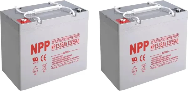 NPP NP12 - 55ah(2 Pcs) 12V 55ah 12volt Rechargeable AGM SLA Sealed Lead Acid Battery for Scooter Pride Mobility Jazzy Select Electric Wheelchair, Off - Grid Solar System, UPS