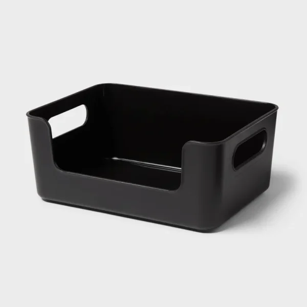 Small Plastic Open Face Pantry Bin Black - Brightroom