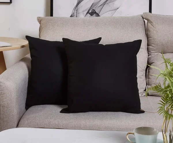 TangDepot Cotton Solid Throw Pillow Covers, 20" x 20" , Black