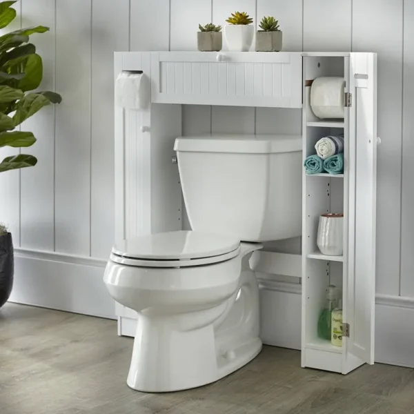 Jordane 34.1" W x 38.3" H x 6.5" D Over The Toilet Storage Latitude Run Finish: White