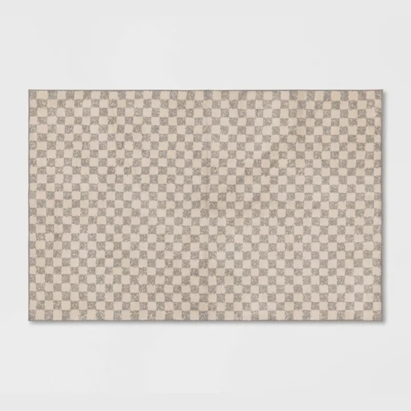 2'6"x4' Checkerboard Plush Washable Accent Rug - Threshold