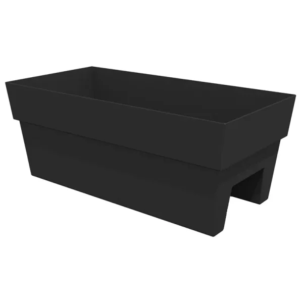 Bloem Finley 9.5 in. H x 11.74 in. W x 24 in. D Plastic Deck Rail Planter Black