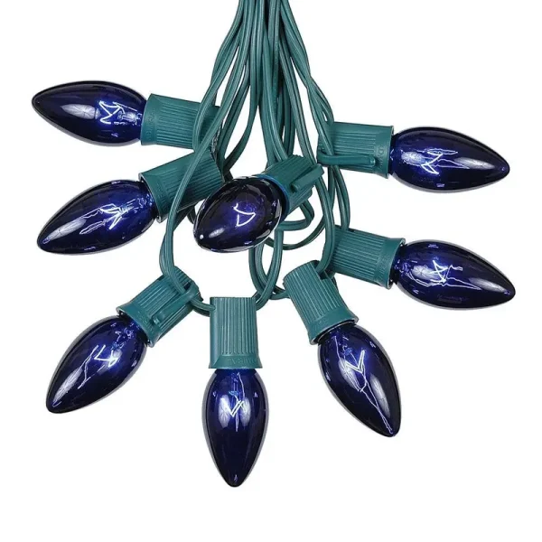 C9 Blue Christmas Lights Set - Indoor/Outdoor Christmas Light String - Christmas Tree Lights - Hanging Christmas Lights - Roofline Light String