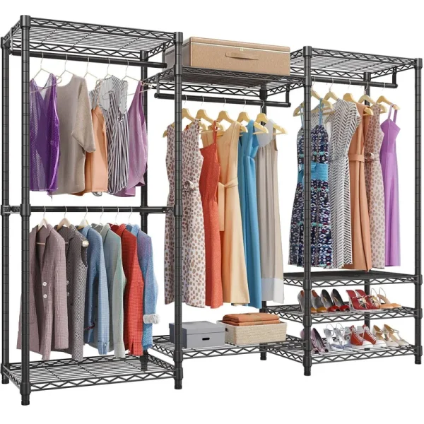 VIPEK V5 6 Tiers Wire Garment Rack Portable Closet Wardrobe, Max Load 800lbs, Black