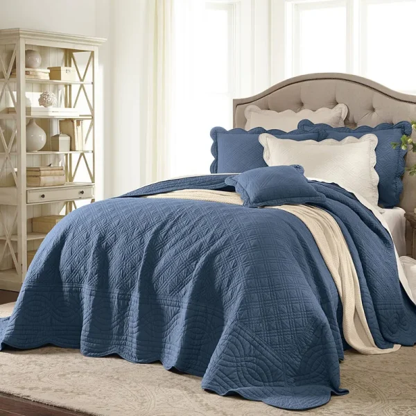 Florence Oversized Bedspread by BrylaneHome in Smoky Blue (Size King)