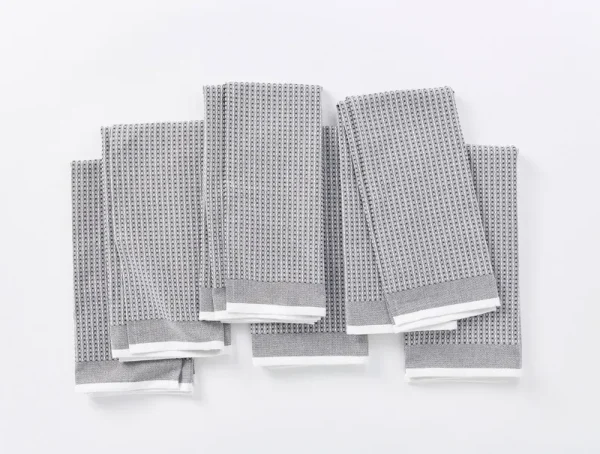 Coyuchi Organic Waffle Kitchen Towel, Set of 6 - Shadow