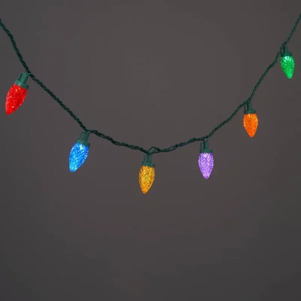 25ct LED C9 Faceted Christmas String Lights Multicolor with Green Wire - Wondershop