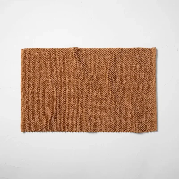 21"x34" Textured Bath Mat Warm Brown - Casaluna