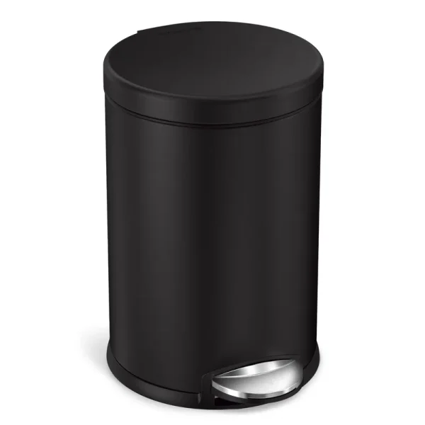 simplehuman 4.5L Round Step Trash Can Matte Black Steel
