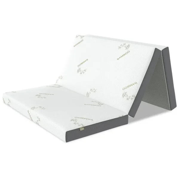 4 Inch Folding Mattress. Portable Trifold Gel Memory Foam Fold Mattresses. Guest Bed. Queen