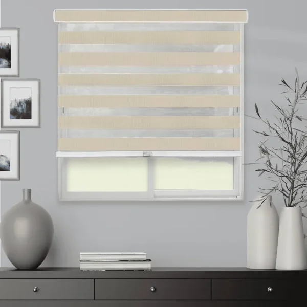 Chicology Everyday Cordless Zebra Shades, Light Filtering - 53"W x 72"H - Basic Pearl
