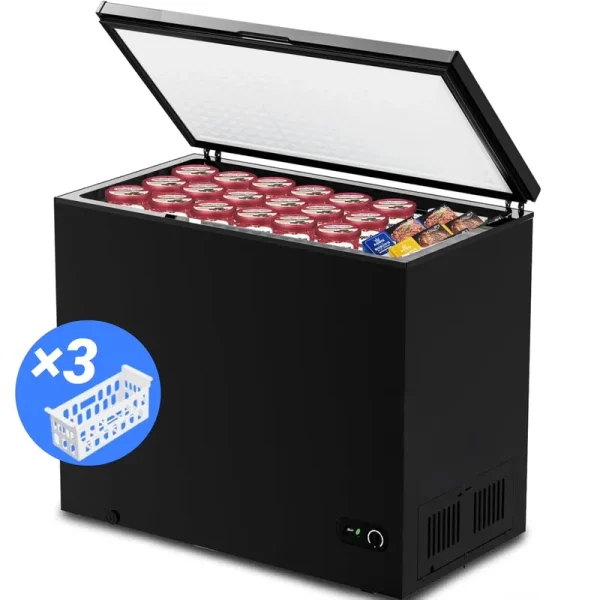 LHRIVER 7.0 Cu. Ft. Chest Deep Freezer with Adjustable Temperature, Free Standing Top Open Door Compact Freezer with 3 Removable Basket for Kitchen, Home, Bar, Garage, Office
