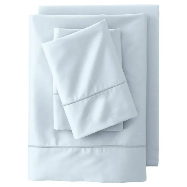 Lands' End 400 Thread Count Premium Supima Cotton No Iron Sateen Sheet Set, Dark Blue