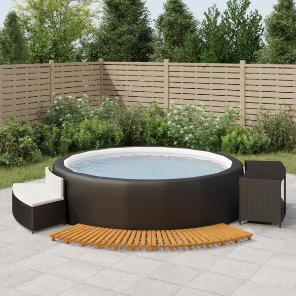 vidaXL Hot Tub Surround Black Poly Rattan and Solid Wood Acacia