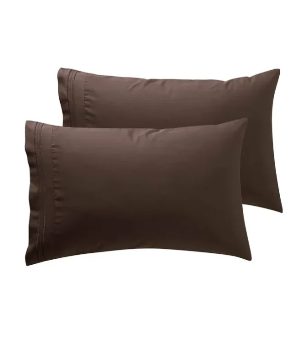 Nestl Luxury Soft Microfiber King Size Pillowcases, Set of 2, Chocolate Brown