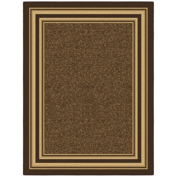 Ottomanson Bordered Brown Ottohome Collection Contemporary, Area Rug-5' x 6'6"
