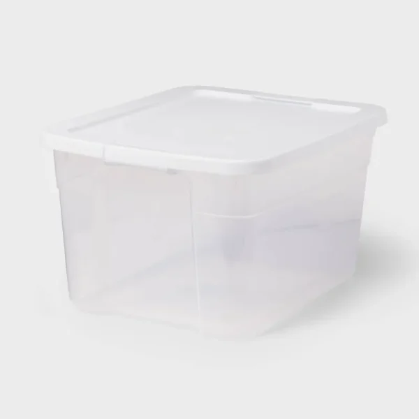 66qt Clear Latching Storage Box Off-White - Brightroom