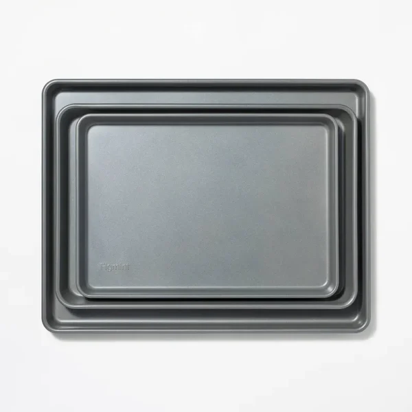 3PC Nonstick Baking Sheet Set Gray - Figmint