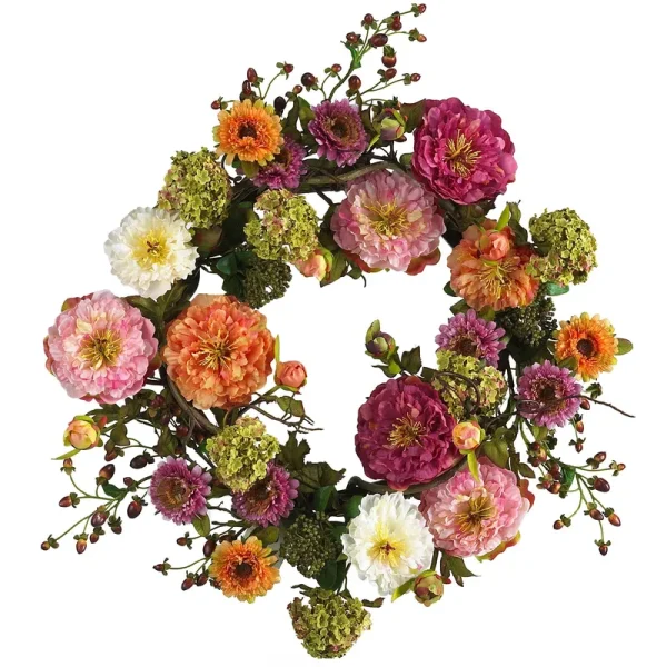 Nearly Natural 24 inch Peony Wreath