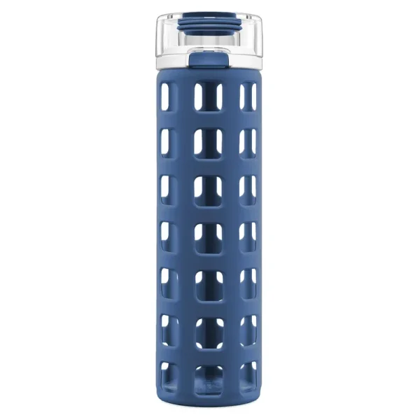 Ello Syndicate BPA-Free Glass Water Bottle with Flip Lid, Bold Blue, 20 oz.