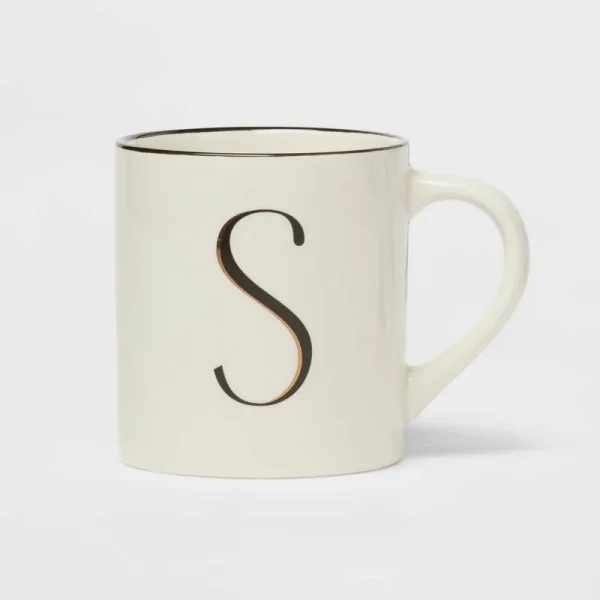 16oz Stoneware Monogram S Mug Ivory - Threshold